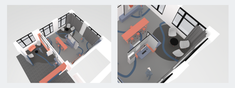 DEMO, interaktive Ausstellung der KV Berlin: Skizze des Raums inklusive Wartebereich DEMO, interaktive Ausstellung der KV Berlin: Skizze des Raums inklusive Wartebereich